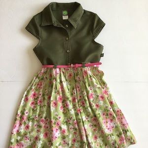 Dollie & Me Dress Pink and Olive Green Floral Size 6